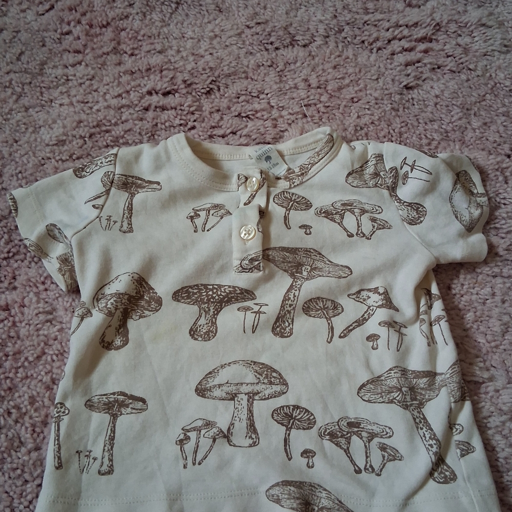 kate quinn Cream Tee with Brown Mushroom Motif